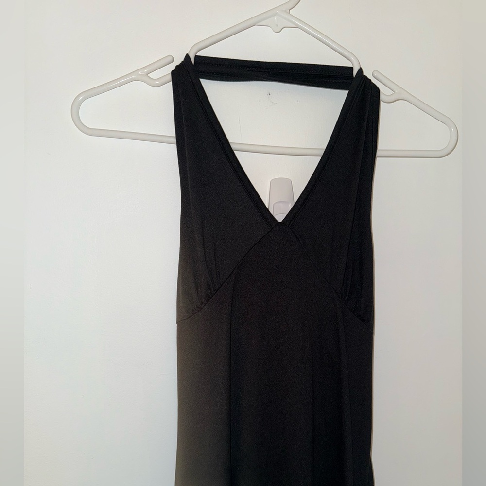 black halter-neck dress